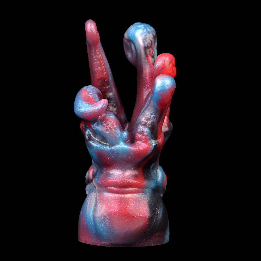 Tentacle Silicone Mouth Gag – Fantasy Silicone Mouth Plug mit Harnais-Lederband und Goldenen Beschlägen