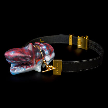 Great White Shark Gag Set - Premium BDSM Mundknebel | Lederband Gold Geschenkbox SilikonLust