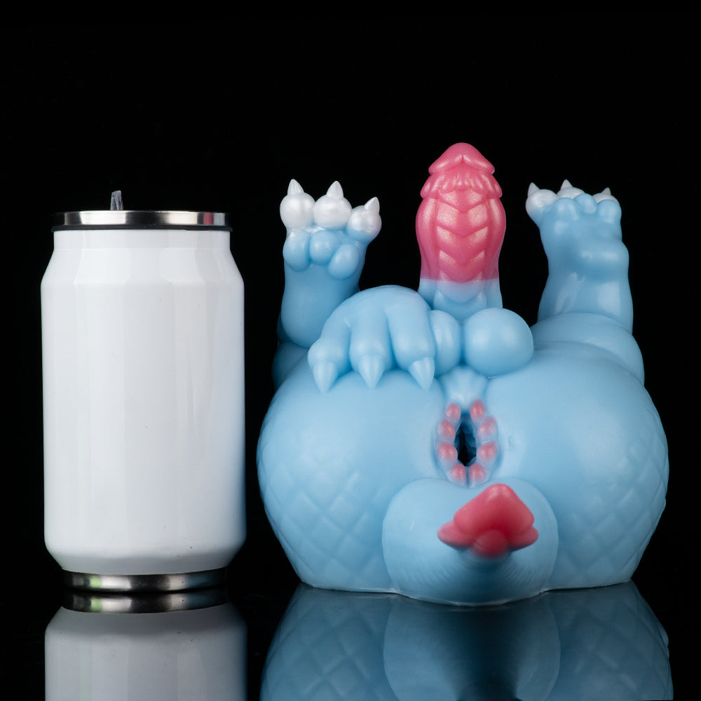 Drachen Masturbator – Eisblau & Pink | Fantasie-Stimulator aus Platin-Silikon