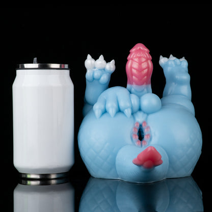 Drachen Masturbator – Eisblau & Pink | Fantasie-Stimulator aus Platin-Silikon