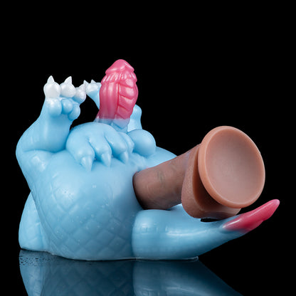 Drachen Masturbator – Eisblau & Pink | Fantasie-Stimulator aus Platin-Silikon