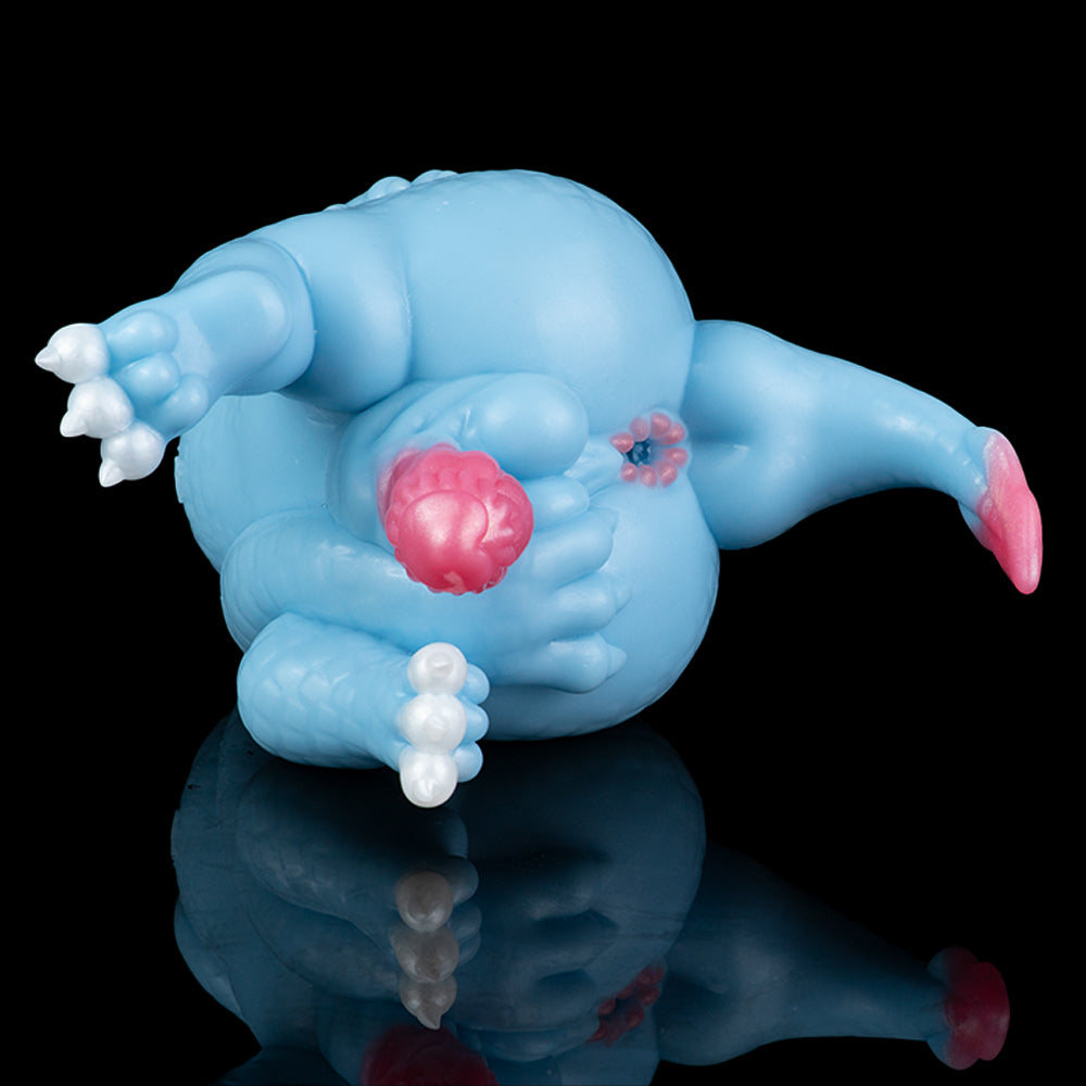 Drachen Masturbator – Eisblau & Pink | Fantasie-Stimulator aus Platin-Silikon