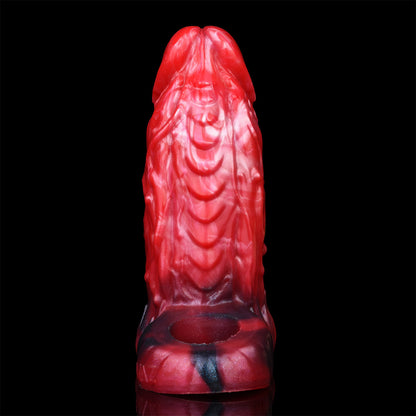 Arthropod Bio-Pod Penis Sleeve Silicone - Micropenis Erection Sleeve Segmented Armor Double Ring Red