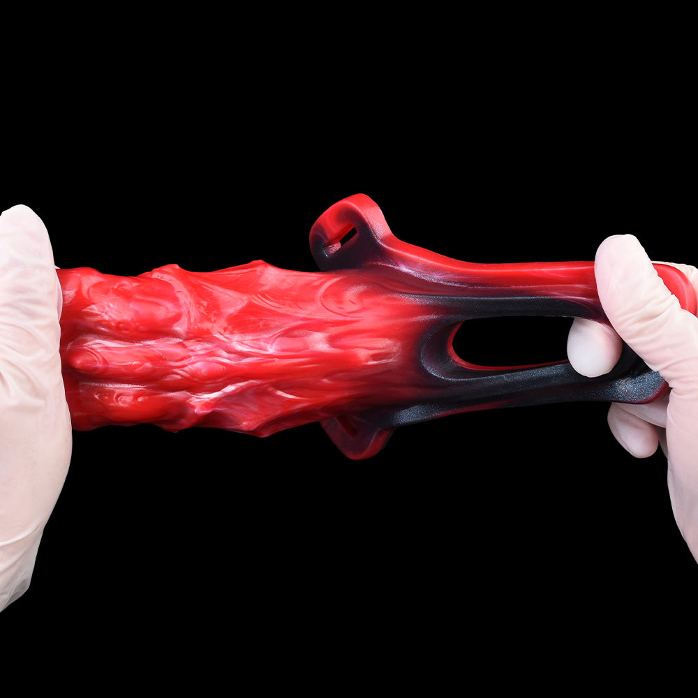 Demon Wing Penis Sleeve Silicone - Daemon Crown Bat Wings Erection Sleeve Small Penis Red