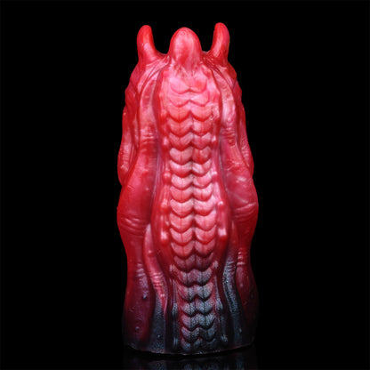 Alien Worm Monster Cock Sleeve - Hollow Fantasy Dildo | Double Horn Maw Platinum Silicone SiliconeLust
