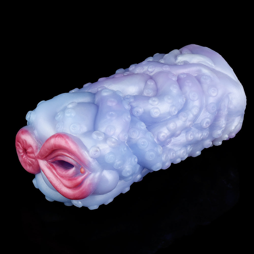 Vibrating Dual-Entrance Stroker with Tentacle Design – USB Vibrating Masturbator made of Platinum Silicone for Intense Fantasy Stimulation