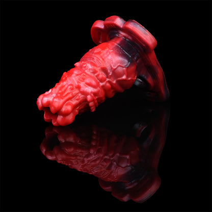 Blutroter Drachen-Penis Sleeve – Texturiert, Vibrierend & Hands-Free