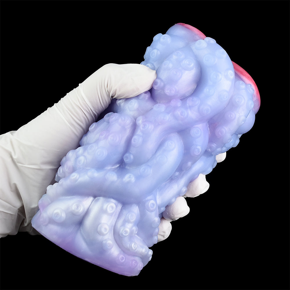 Vibrating Dual-Entrance Stroker with Tentacle Design – USB Vibrating Masturbator made of Platinum Silicone for Intense Fantasy Stimulation