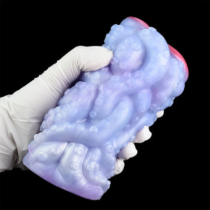 Vibrating Dual-Entrance Stroker with Tentacle Design – USB Vibrating Masturbator made of Platinum Silicone for Intense Fantasy Stimulation
