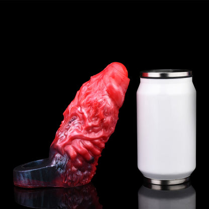 Feurige Ausdauer: Realistische Penis Sleeve aus Platin-Silikon mit integriertem Hodenring