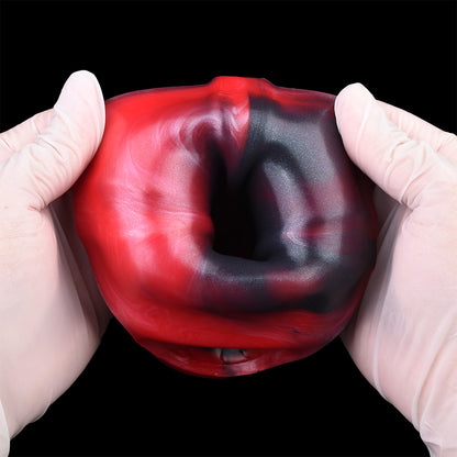 Tentakel-Penishülle in Feuerrot – Saugnapf-Textur, Vibration & Freiliegende Eichel