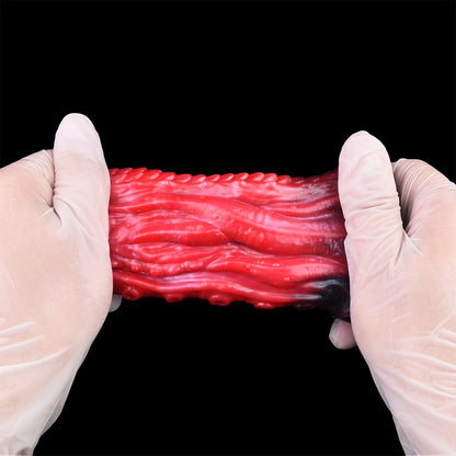 Alien Worm Monster Cock Sleeve - Hollow Fantasy Dildo | Double Horn Maw Platinum Silicone SiliconeLust