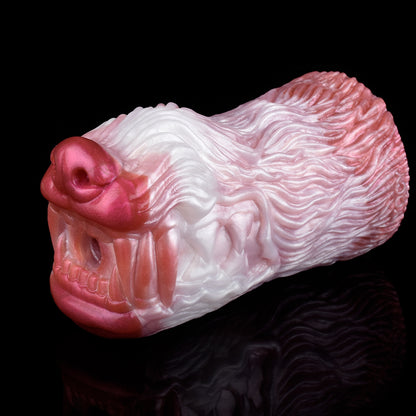 Pocket Pussy mit Reißzahn-Eingang & Wolfsfell-Textur – Biomimetisches Wolf-Maul Stroker in Perlglanz-Rosa