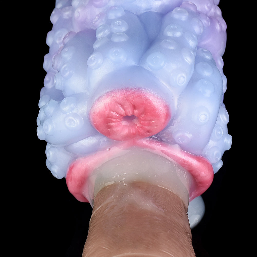 Vibrating Dual-Entrance Stroker with Tentacle Design – USB Vibrating Masturbator made of Platinum Silicone for Intense Fantasy Stimulation