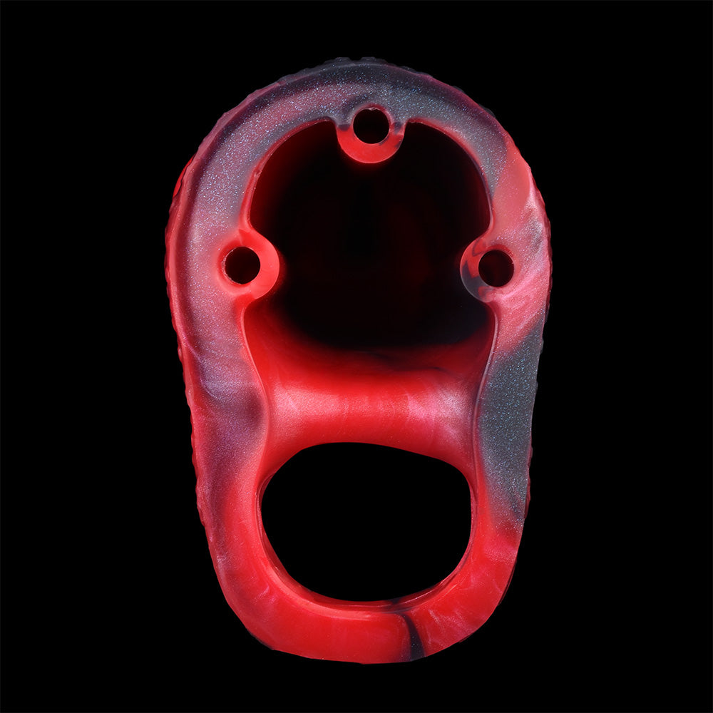 Tentakel-Penishülle in Feuerrot – Saugnapf-Textur, Vibration & Freiliegende Eichel