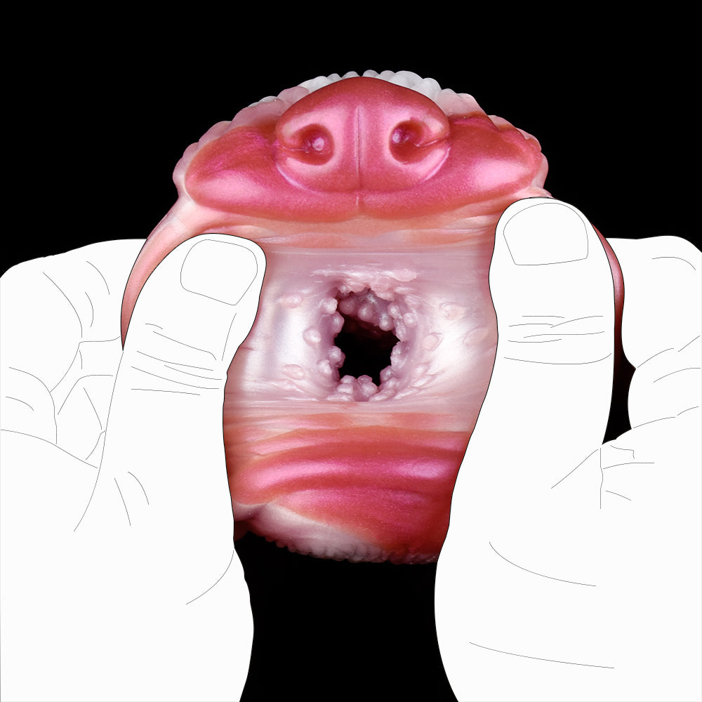 Pocket Pussy mit Reißzahn-Eingang & Wolfsfell-Textur – Biomimetisches Wolf-Maul Stroker in Perlglanz-Rosa