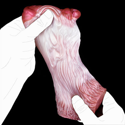 Pocket Pussy mit Reißzahn-Eingang & Wolfsfell-Textur – Biomimetisches Wolf-Maul Stroker in Perlglanz-Rosa