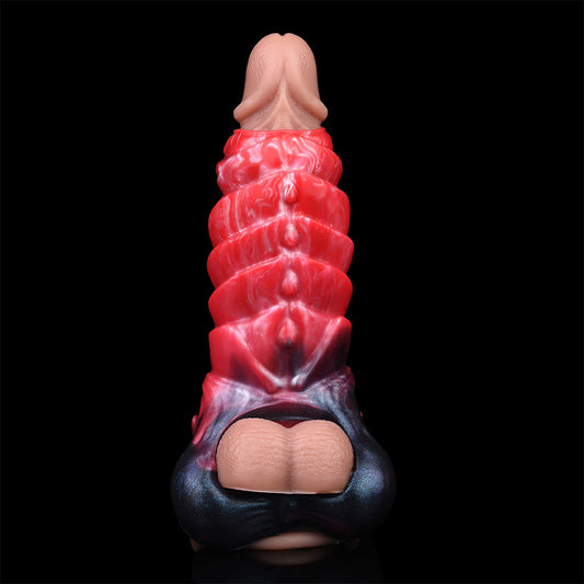 Hyper-Realistic Micropenis Extension Sleeve - Triangle Harness Base | Platinum Silicone SilikonLust