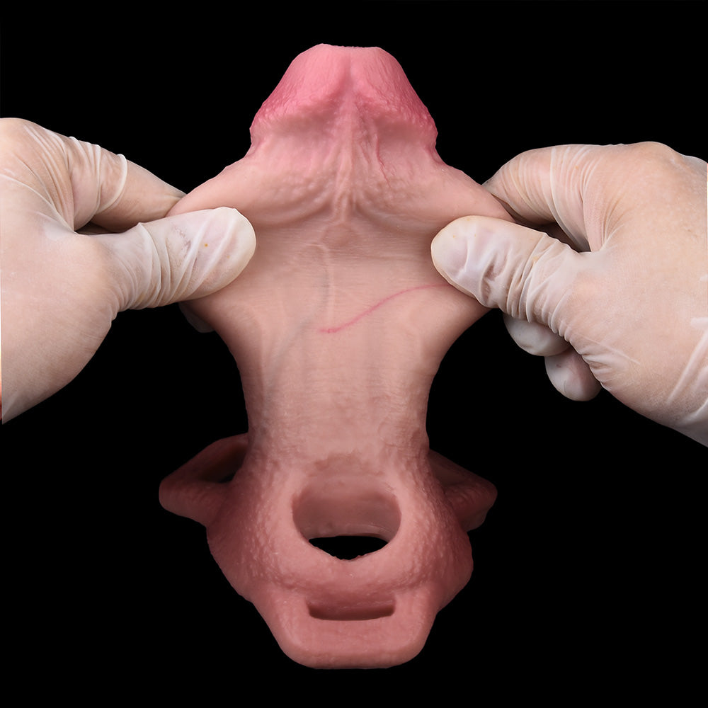 Flesh-colored Penis Sleeve with Veins – Premium Silicone Penis Sleeve with Anatomical Glans and Harness