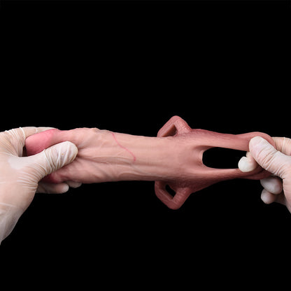 Flesh-colored Penis Sleeve with Veins – Premium Silicone Penis Sleeve with Anatomical Glans and Harness