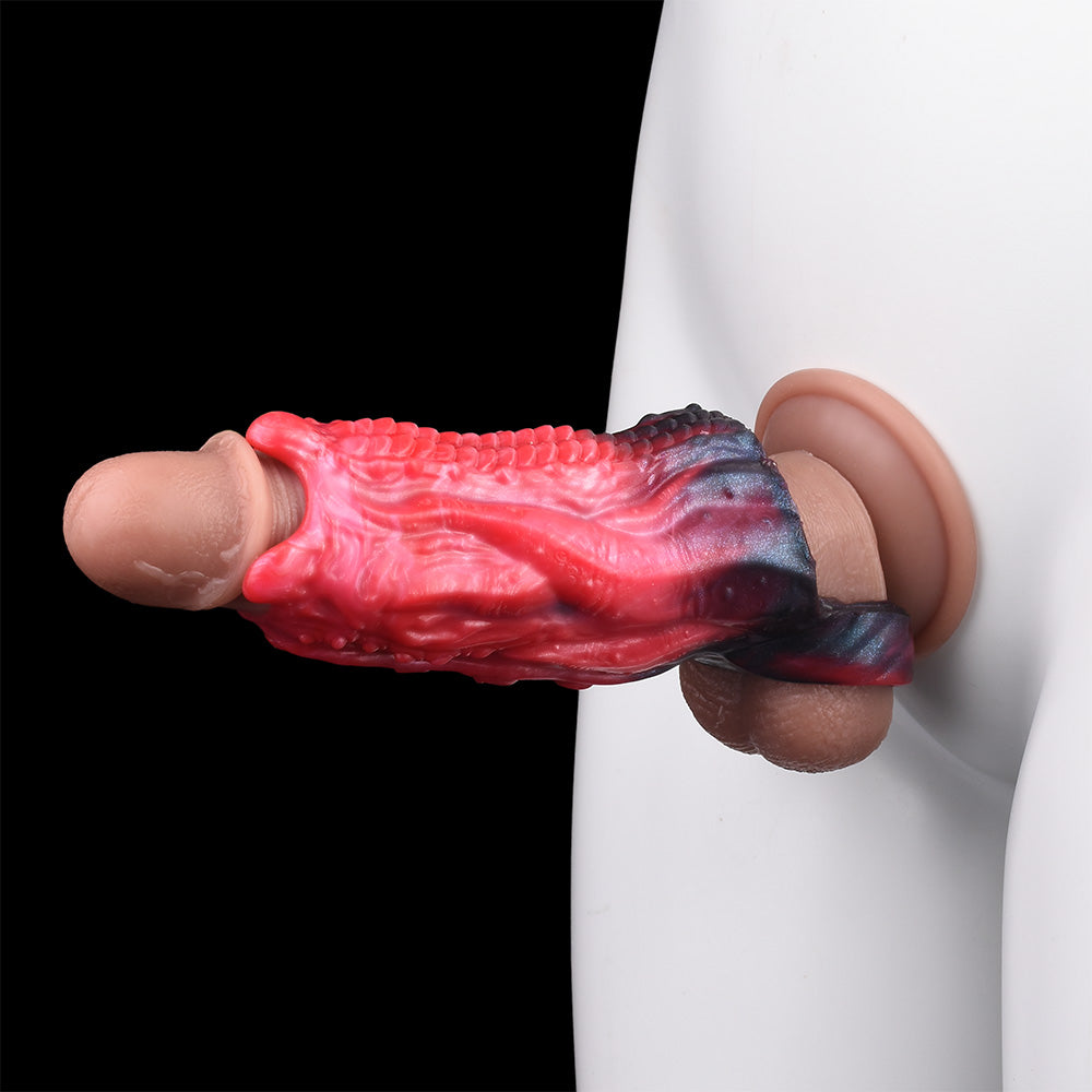 Alien Worm Monster Cock Sleeve - Hollow Fantasy Dildo | Double Horn Maw Platinum Silicone SiliconeLust