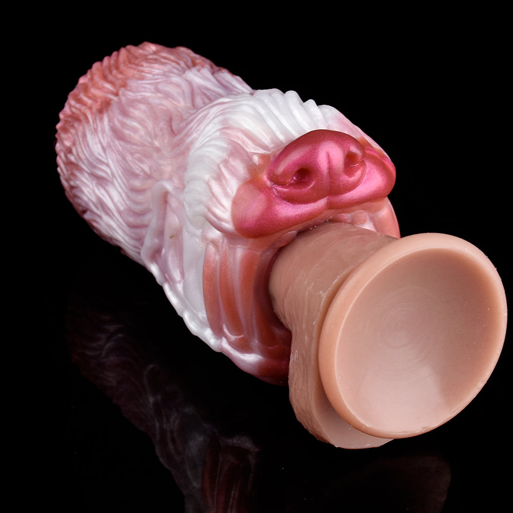 Pocket Pussy mit Reißzahn-Eingang & Wolfsfell-Textur – Biomimetisches Wolf-Maul Stroker in Perlglanz-Rosa