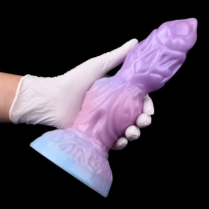 Inflatable Fantasy Dildo Silikon - Aufblasbarer Fantasy Dildo Mechanische Geometrie Vulkankrater-Saugnapf Lila Aurora
