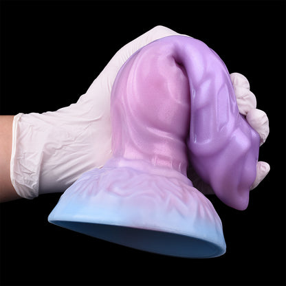 Inflatable Fantasy Dildo Silikon - Aufblasbarer Fantasy Dildo Mechanische Geometrie Vulkankrater-Saugnapf Lila Aurora