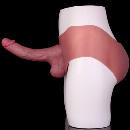 Hollow Penis Sleeve Wearable - Anatomical Veins | Dual-Skin Strap-On Platinum Silicone SiliconeLust