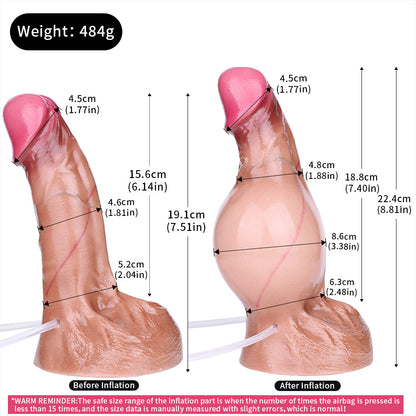 SilikonLust Realistic Squirting Dildo – Aufpumpbar mit Druckmesser & Kugel-Expansion