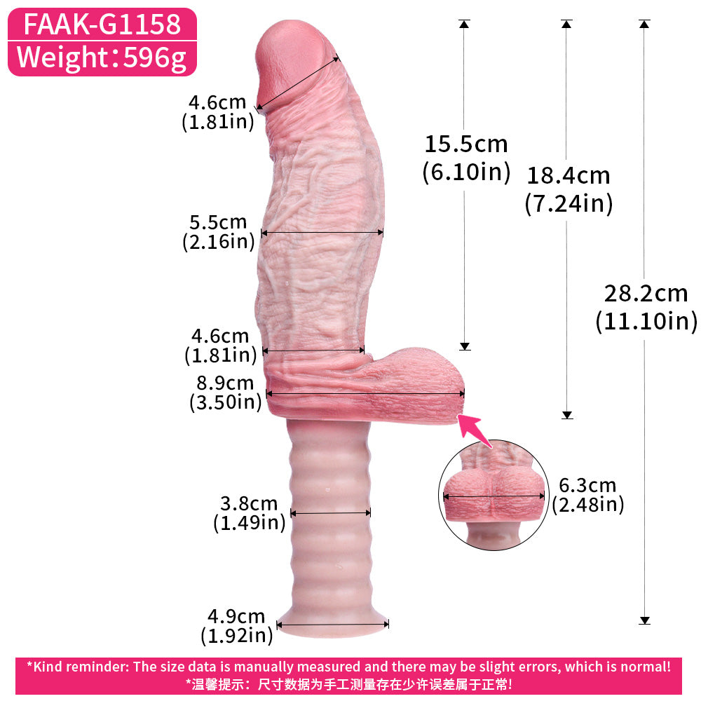 Griff-Dildo mit Saugnapf & Hoden | Platin-Flüssigsilikon | Anatomisch