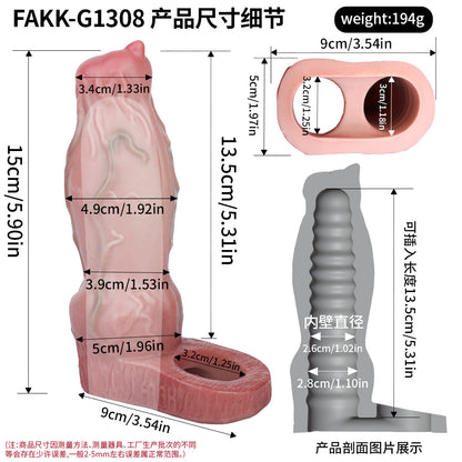 Coral Pink Tentacle Penis Sleeve - Three-Stage Progressive Suction Cup Nubs Spiral Canal for Escalating Step Stretching