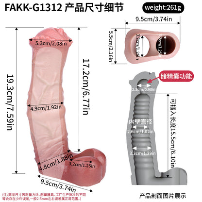 Zweiton Equines Penis Sleeve - Hautfalten Doppeltextur Realistischer Hodensack Kronenkamm for Organische Vollstimulation