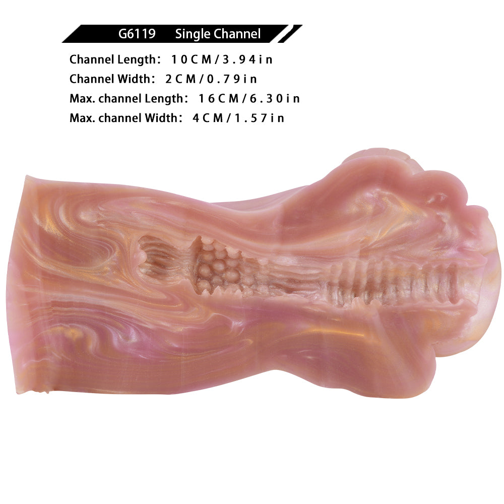 Widder Pocket Pussy mit Widderhörnern & Wolltextur – Cremeweiß-Rosarosa Perlmutt, Realistische Vulva & Platin-Silikon