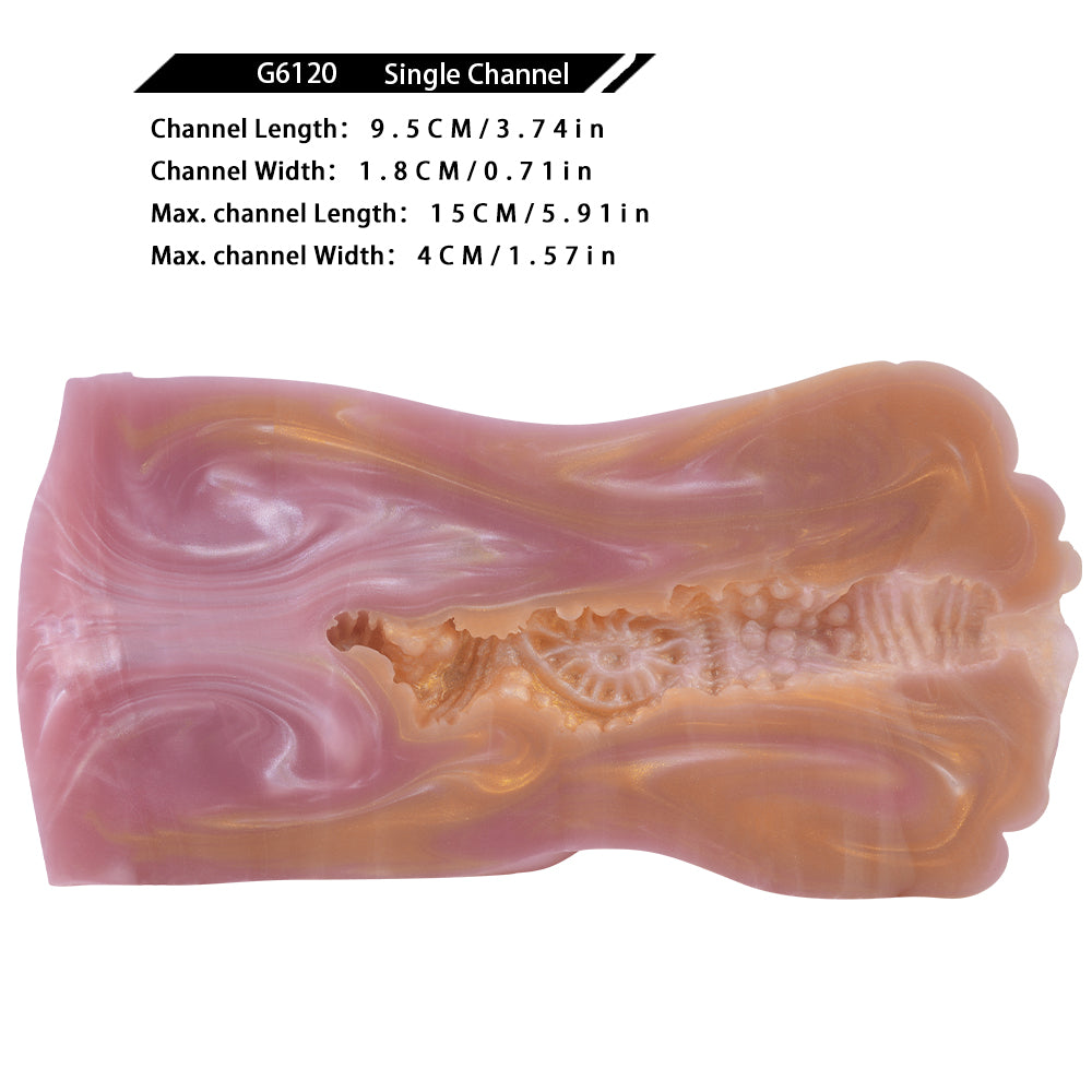 Stute Pocket Pussy mit Mähnenstruktur & Realistischer Vulva – Cremgelb-Rosarosa Perlmutt, Asymmetrischer Kanal & Platin-Silikon