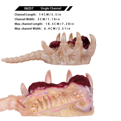 Facehugger Style Silicone Masturbator - Alien Creature Pocket Pussy Double Tooth Entrance Tentacle Grip