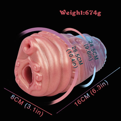 Organic Dual Channel Masturbator – Alien Fantasy Stroker made of Platinum Silicone with Two Entry Channels for Intense Solo Stimulation