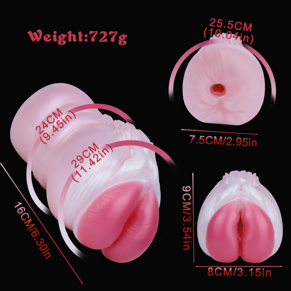 Realistic Silicone Pocket Pussy Platinum Silicone - Soft Masturbator with Labia Opening and Coral Structure Crown