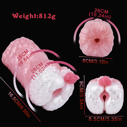 Double-Ended Pocket Pussy Platinum Silicone - Dual Entrance Masturbator mit Vagina-Eingang und Anal-Eingang Pass-Through Design