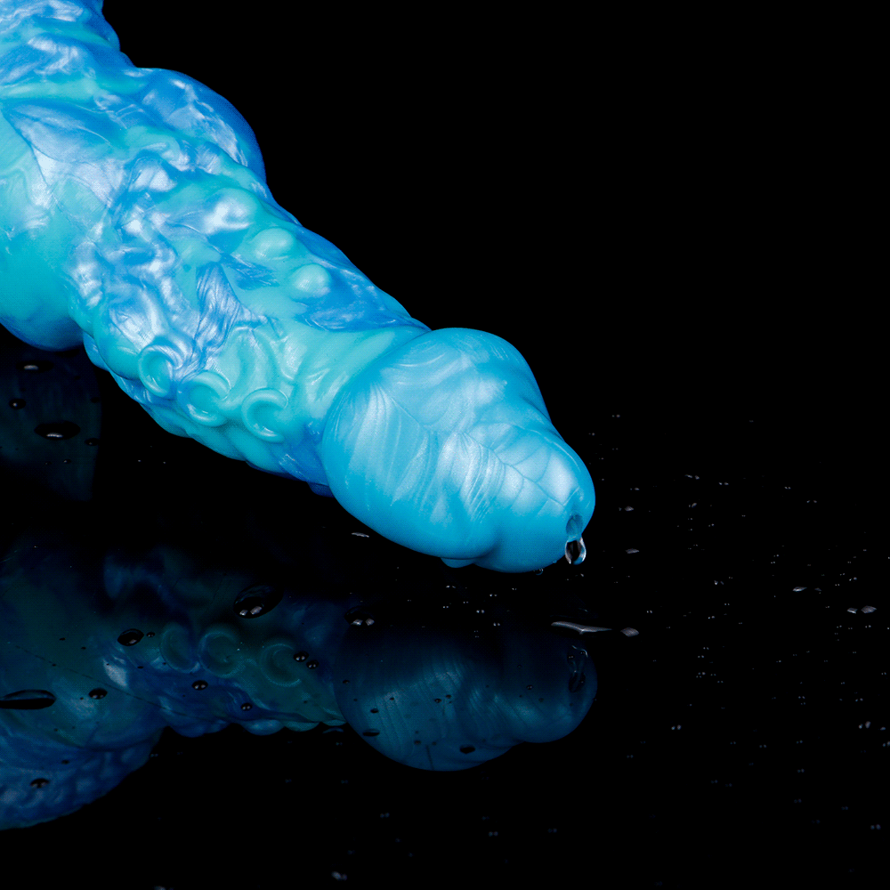Squirt Dildo Eisblau – Fantasy-Schaft aus Platin-Silikon mit Ejakulationsfunktion | SilikonLust