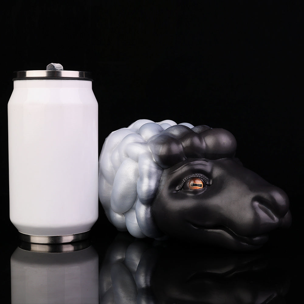 Dark Fantasy Schaf-Stroker-Schwarz/Weiß – Handgegossenes Silikon & Strukturkanal-sex toys