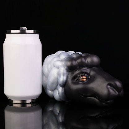 Dark Fantasy Schaf-Stroker-Schwarz/Weiß – Handgegossenes Silikon & Strukturkanal-sex toys