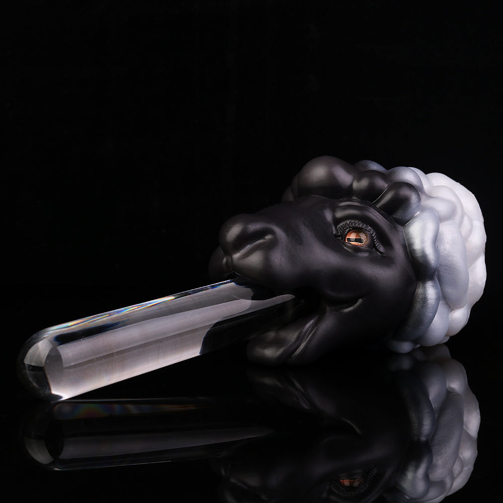 Dark Fantasy Schaf-Stroker-Schwarz/Weiß – Handgegossenes Silikon & Strukturkanal-sex toys