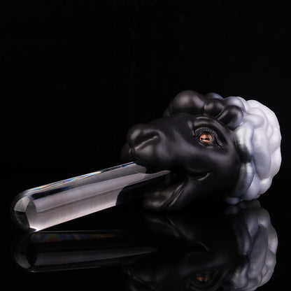 Dark Fantasy Schaf-Stroker-Schwarz/Weiß – Handgegossenes Silikon & Strukturkanal-sex toys