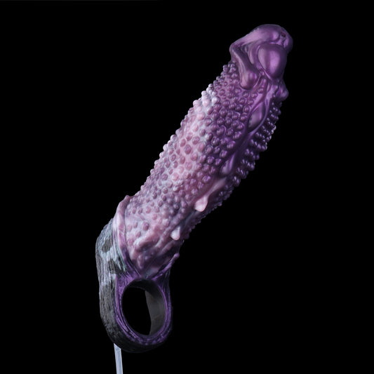 Penis Sleeve Alien – Violette Noppenhülle mit Spritzfunktion für Fantasy-Rollenspiele