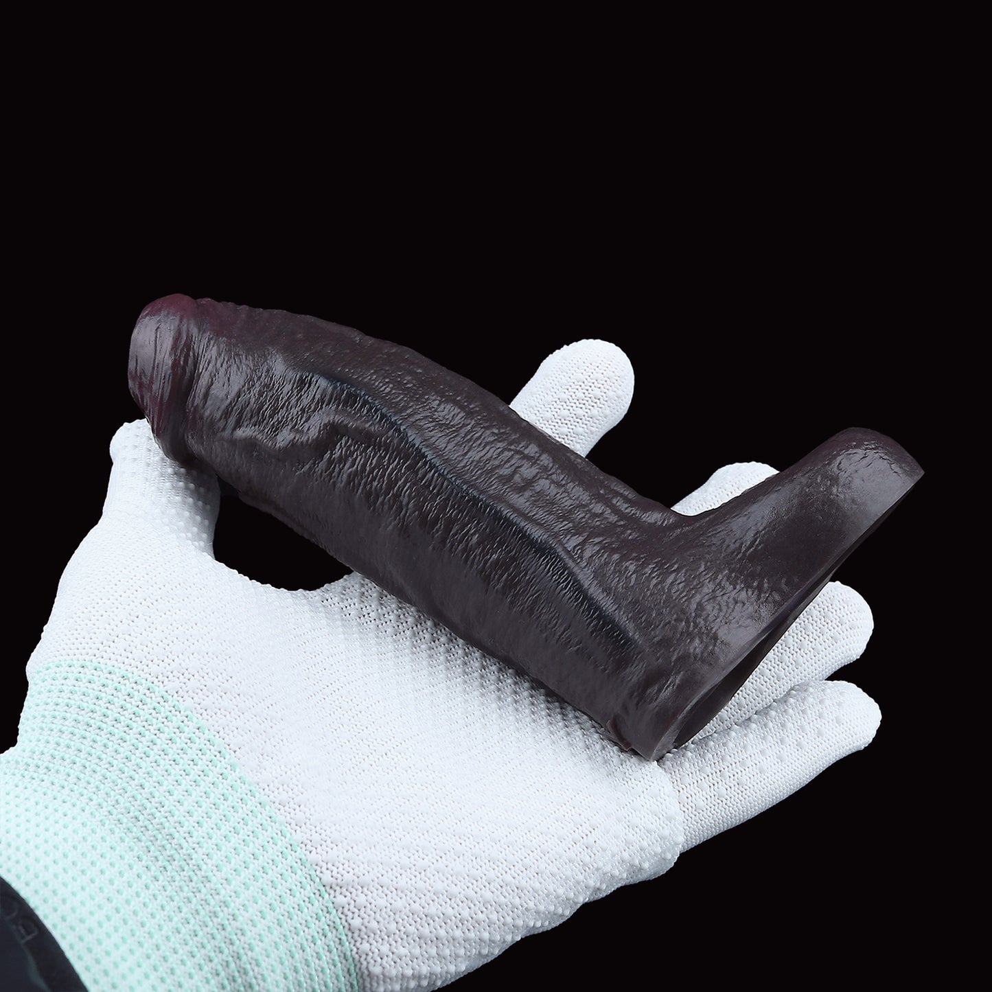 Obsidian Black Soft Silicone Cock Sheath – Realistic Skin Texture Sleeve with Lock Ring for Visually Dominant Men's Enhancement