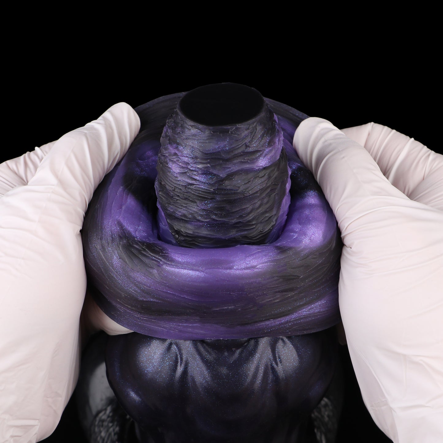 Fantasy Dildo Tentakel – Violett-Schwarz, Doppelseitig, Zwei Hoden & Saugnapf