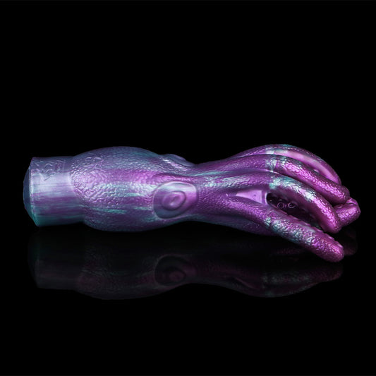 Kraken Sexpuppe in Tiefviolett-Cyan mit Schuppenstruktur, Acht Tentakeln & Einzelkanal – Tiefviolett-Cyan-Metallschimmer, Vakuumpumpen-kompatibel & Platin-Silikon