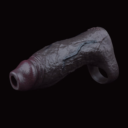 Obsidian Penis Sleeve aus Platin-Silikon – Realistische Venenstruktur für mehr Volumen, Komfort & Ausdauer