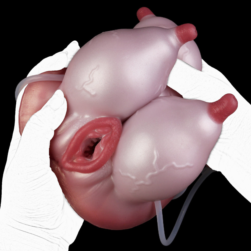Interaktiver Sexpuppen Meilenstein – 4-Fach Brust-Torso aus Platin-Silikon mit Vagina & Trinkfunktion